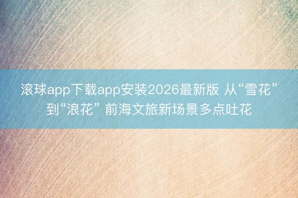 滚球app下载app安装2026最新版 从“雪花”到“浪花” 前海文旅新场景多点吐花